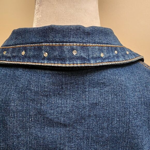 Upcycled Custom Jean Jacket Trimmed in Rhinestone Fringe Size M - Picture 6 of 10